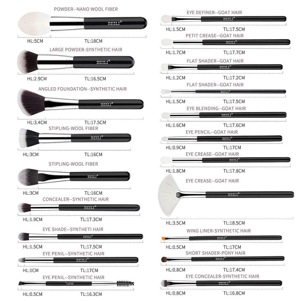Beili Professional Makeup Brushes 20 Pc Set