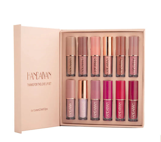 Handaiyan “Thanks For The Love” Lip Set – 12 Colors (10 Matte, 2 Shimmer)