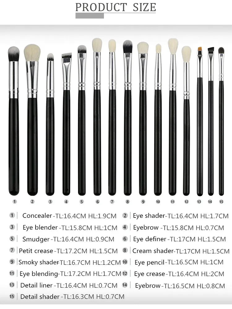 Beili Professional Makeup Eye Brush Set 15 Pc