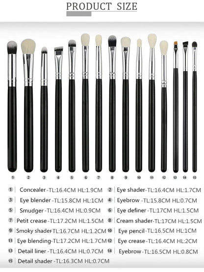 Beili Professional Makeup Eye Brush Set 15 Pc